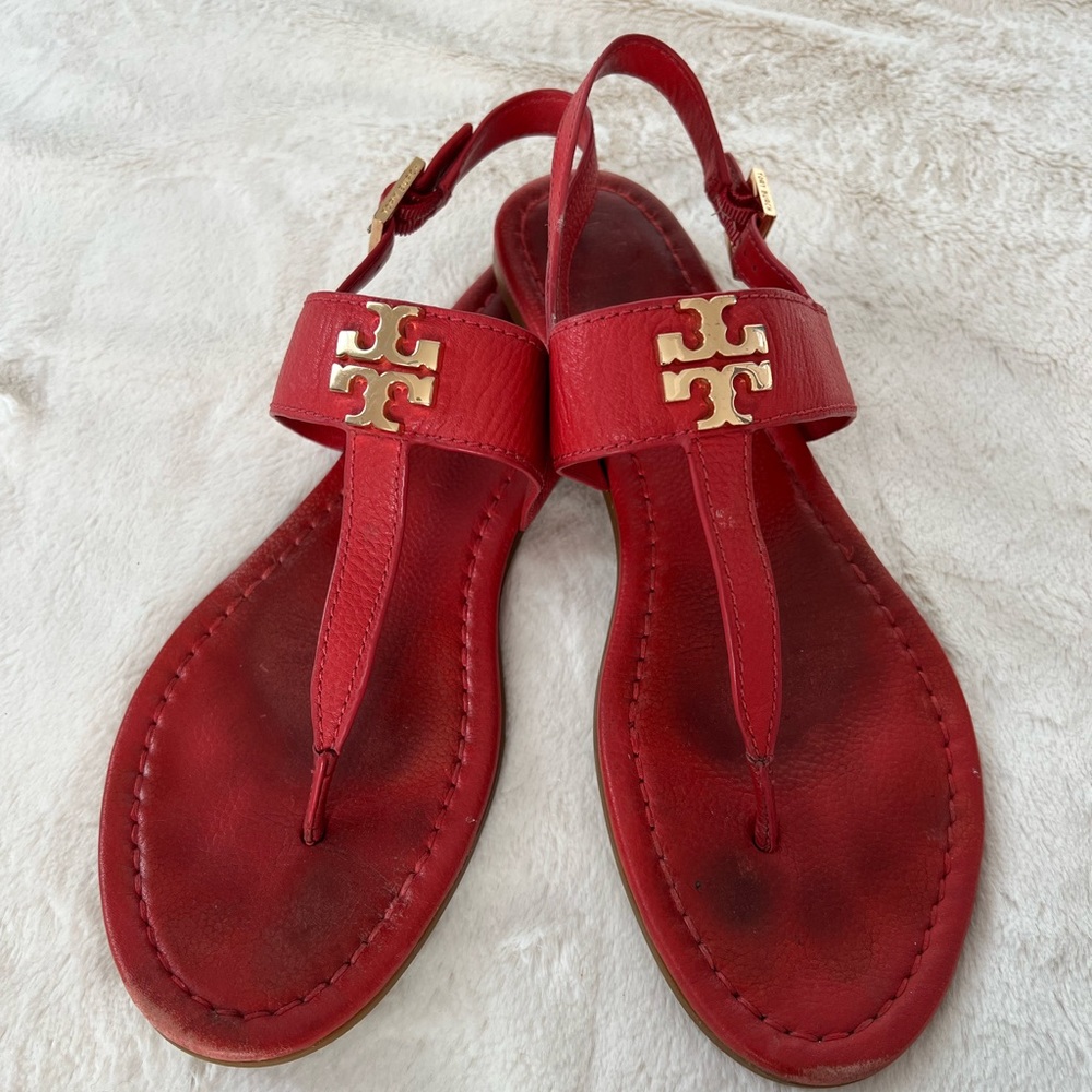 Tory Burch Leather T-Strap Sandals in US Size 9.5
